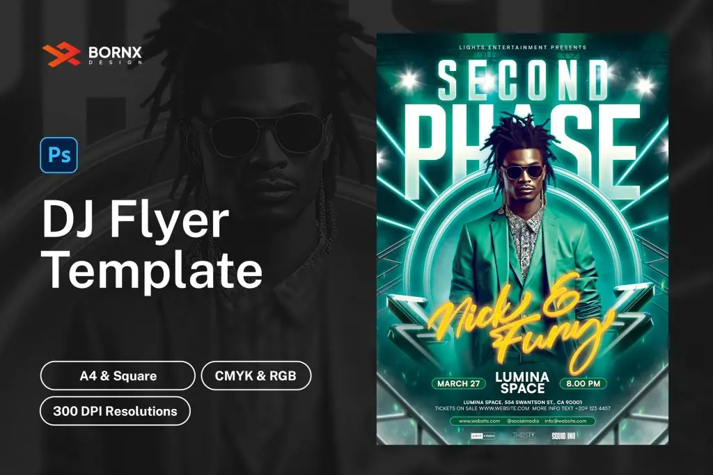 Premium DJ flyer template PSD download