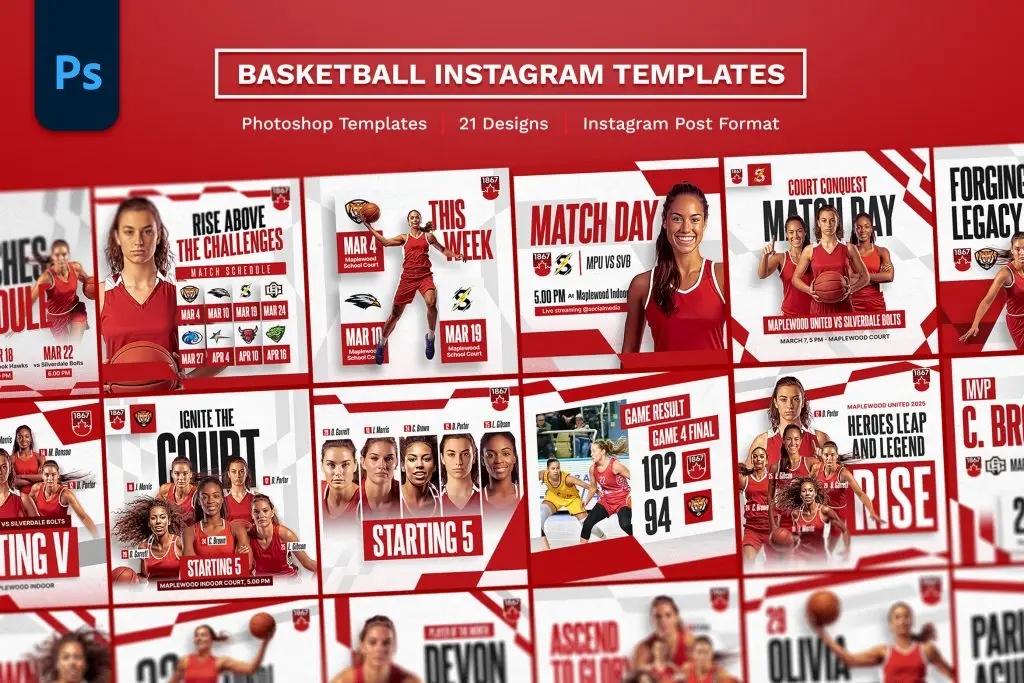 basketball instagram templates psd download