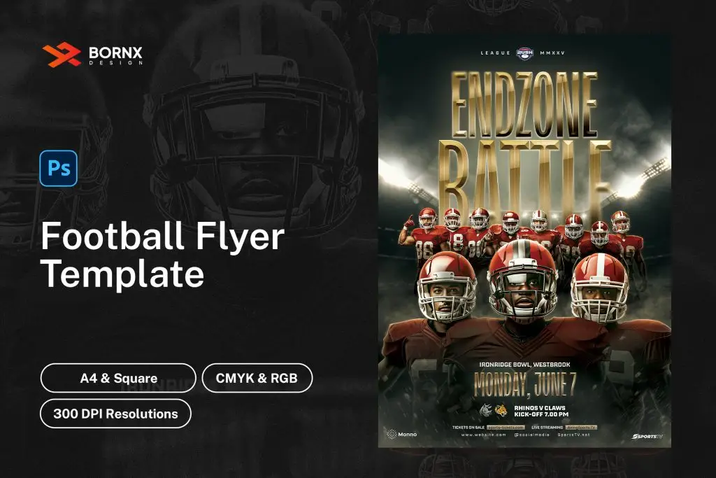 american football flyer psd template download