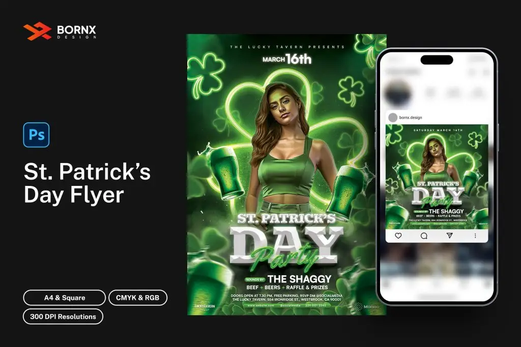 st patricks day flyer template psd download