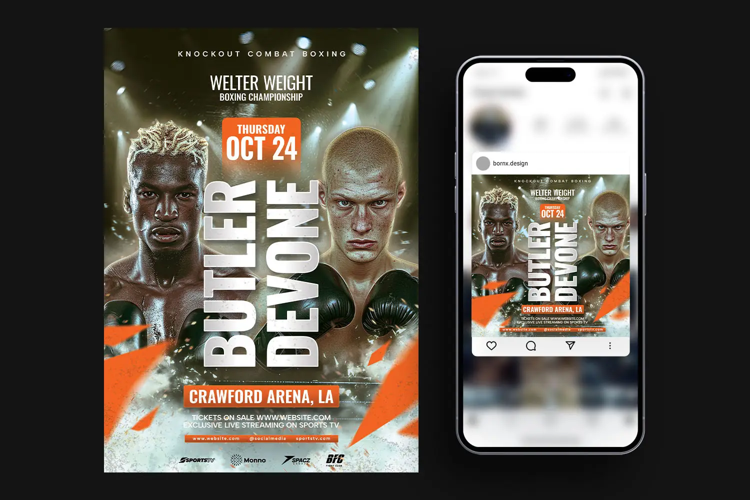 boxing flyer psd template download