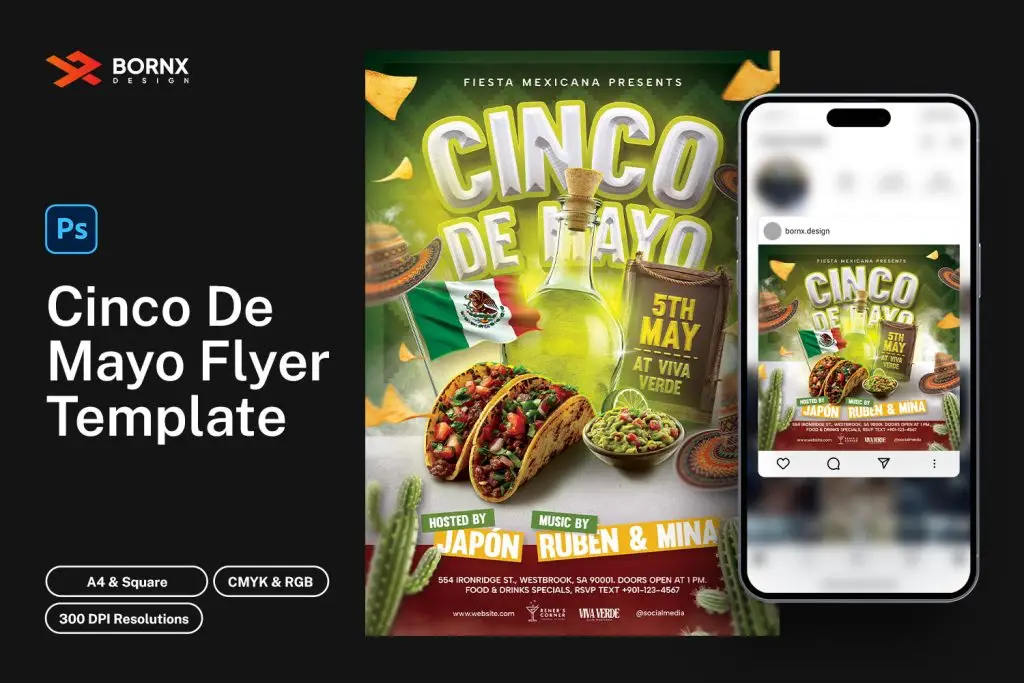 cinco de mayo flyer psd template