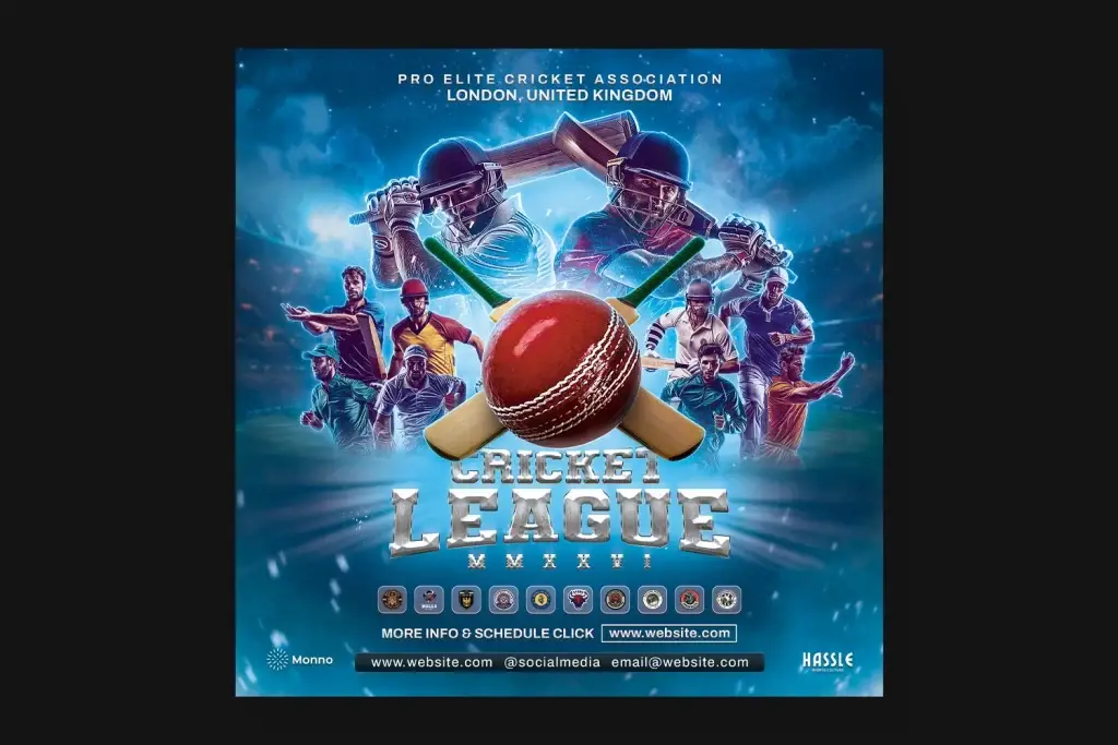 cricket flyer template psd download