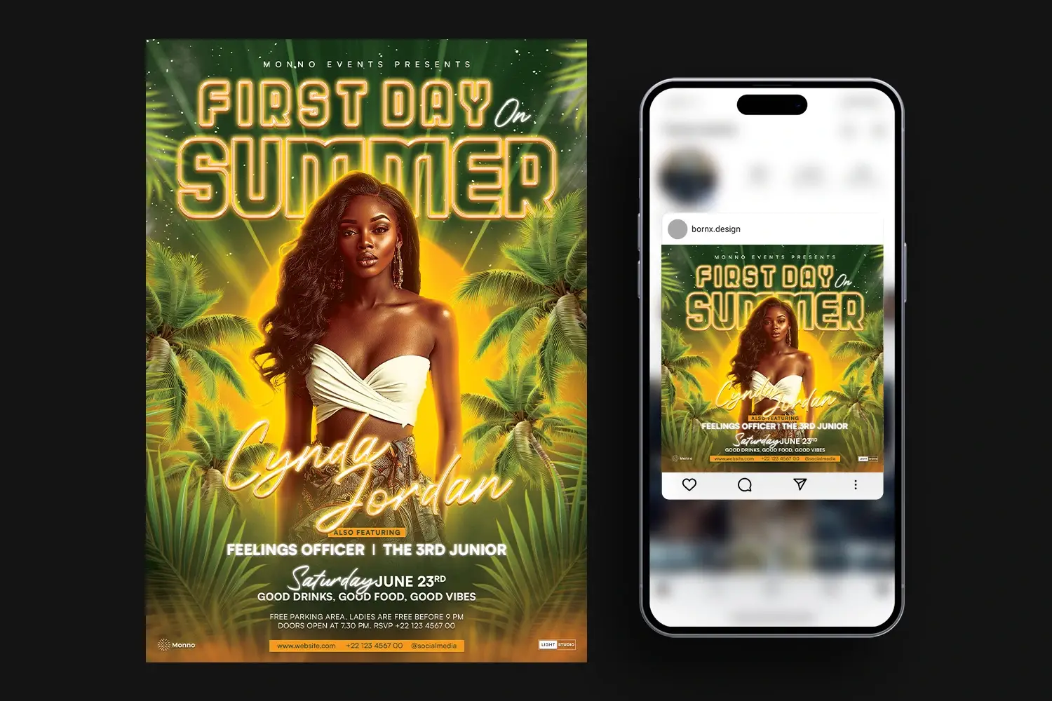 download summer flyer template PSD