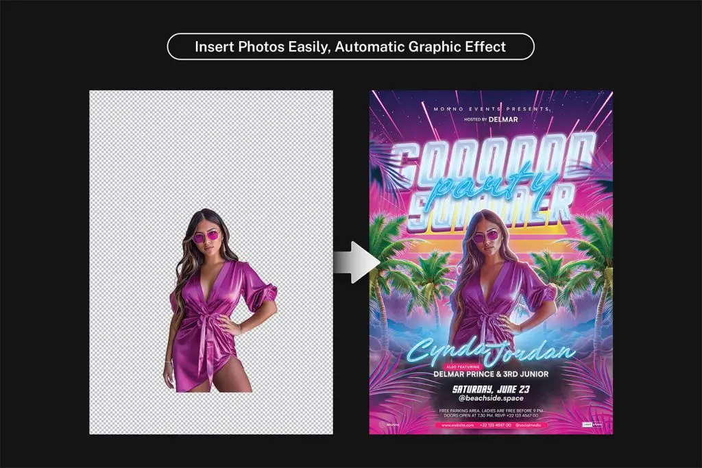 Editable summer flyer template PSD