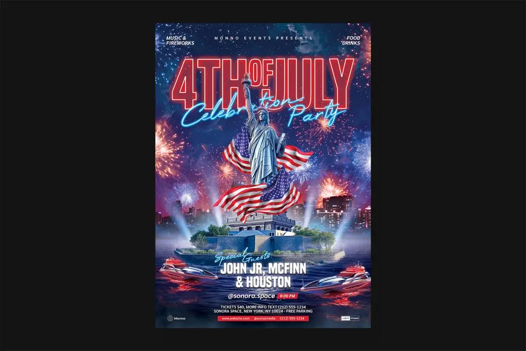 4th of July A4 flyer template