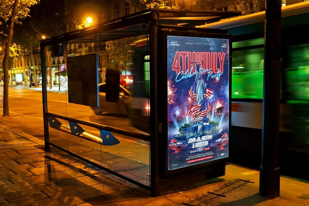 4th of July print ad template PSD