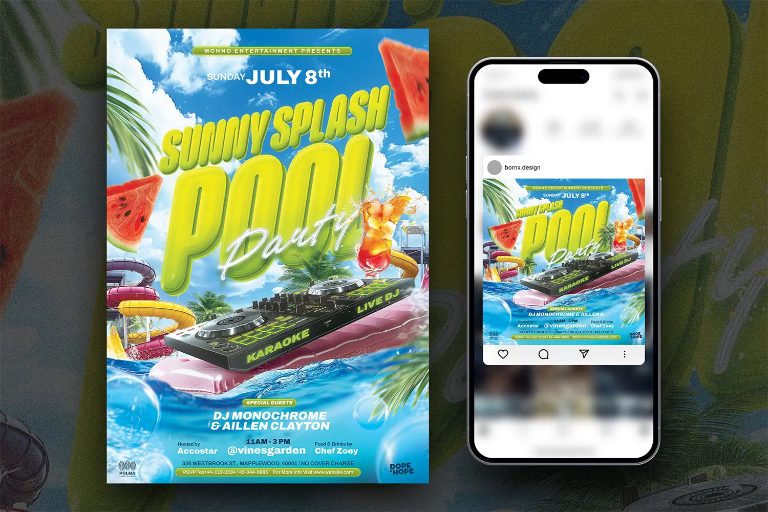 Pool party flyer template download