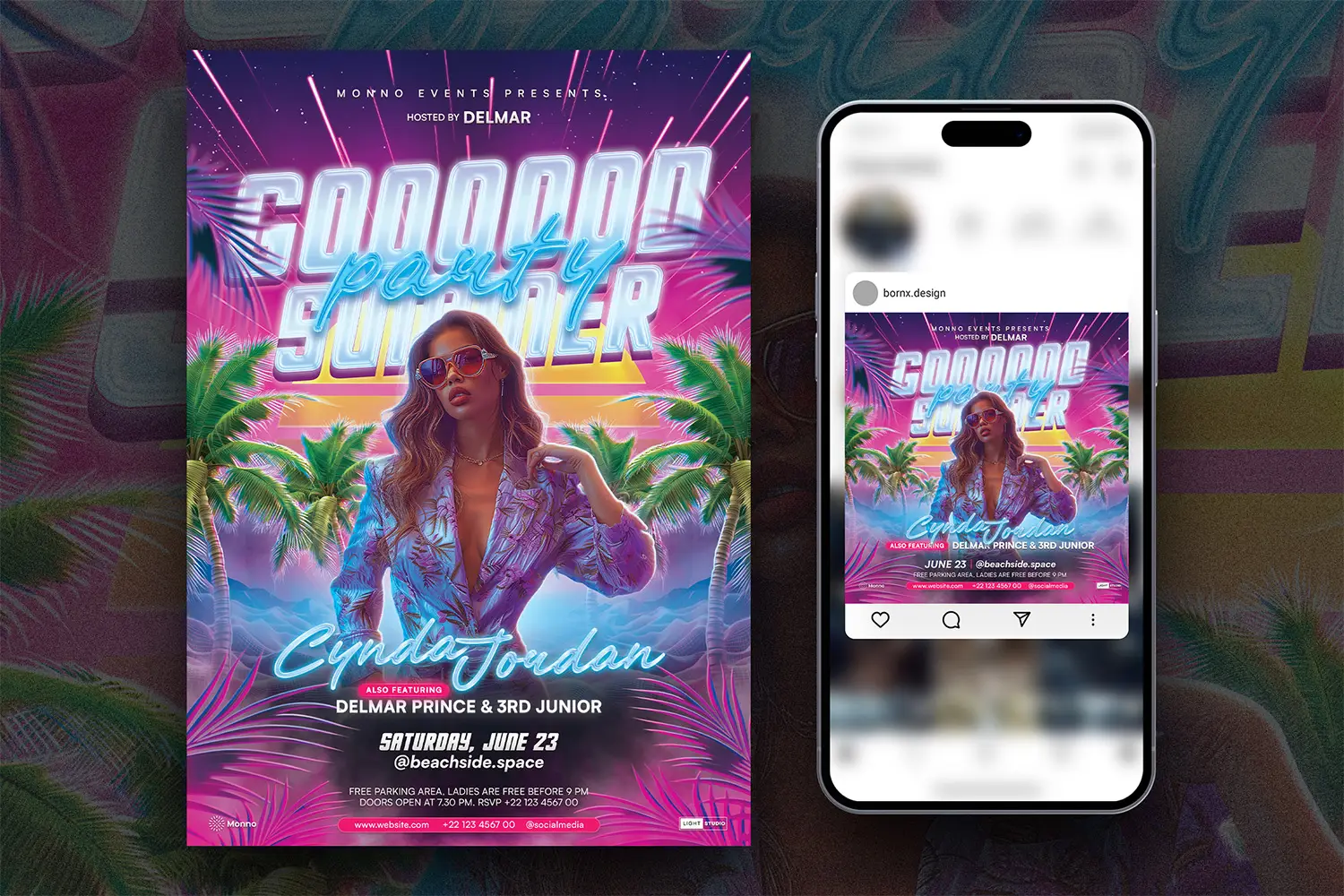 Summer party flyer Instagram template download