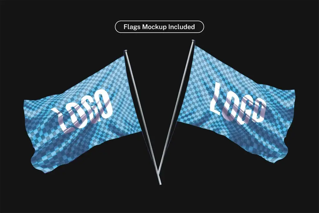 Football sport graphic include free flag mockup template PSD download