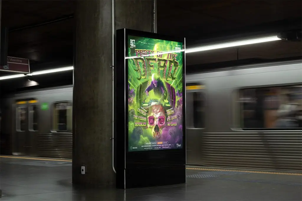 Halloween party flyer template PSD.