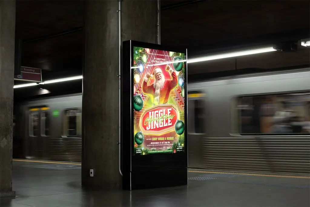 Christmas party flyer template PSD download.