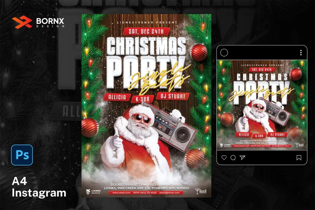 Christmas Party Flyer Template PSD Download