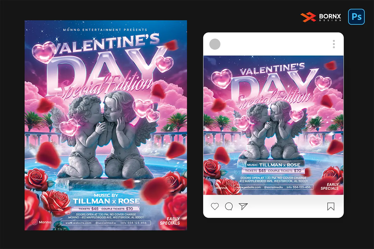 Valentine's Day Flyer Template PSD Download, Premium Template