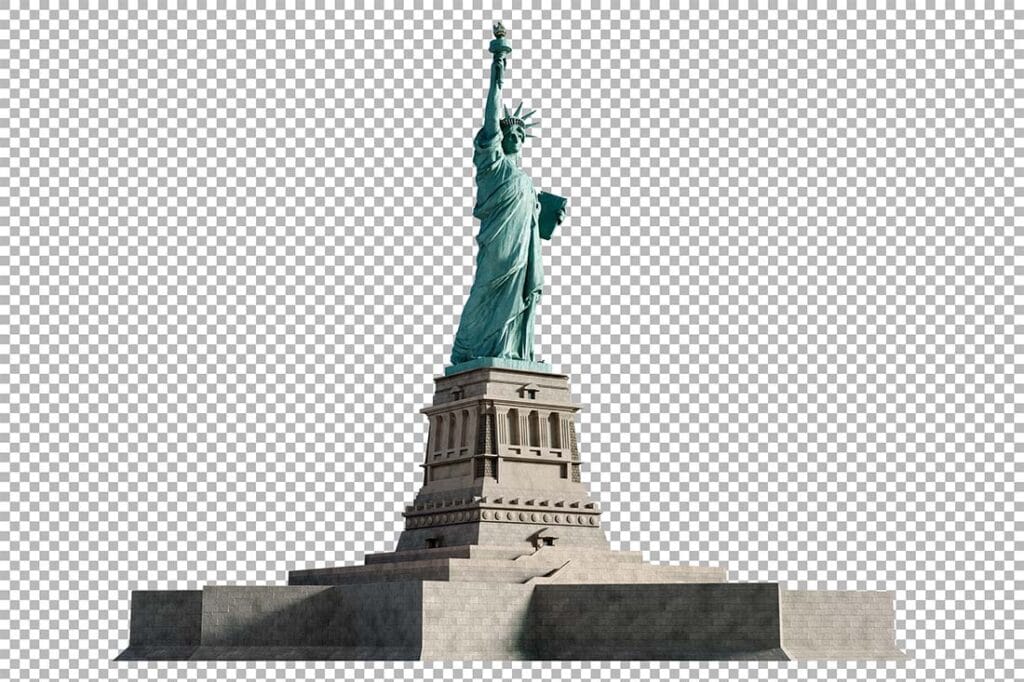 Statue of Liberty PNG from above, showing star-shaped pedestal and detailed shadow.