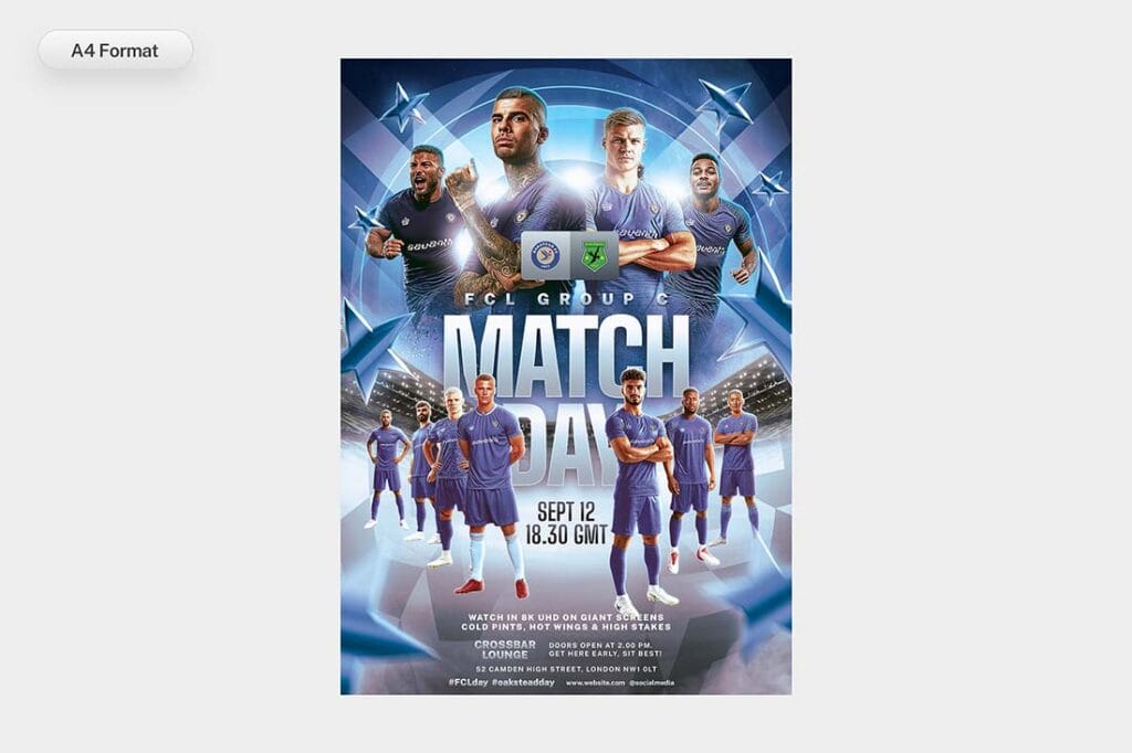 blue football match flyer a4 format preview
