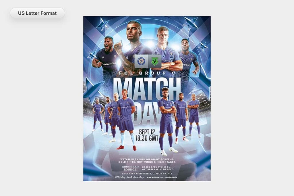 blue football poster template us letter size photoshop