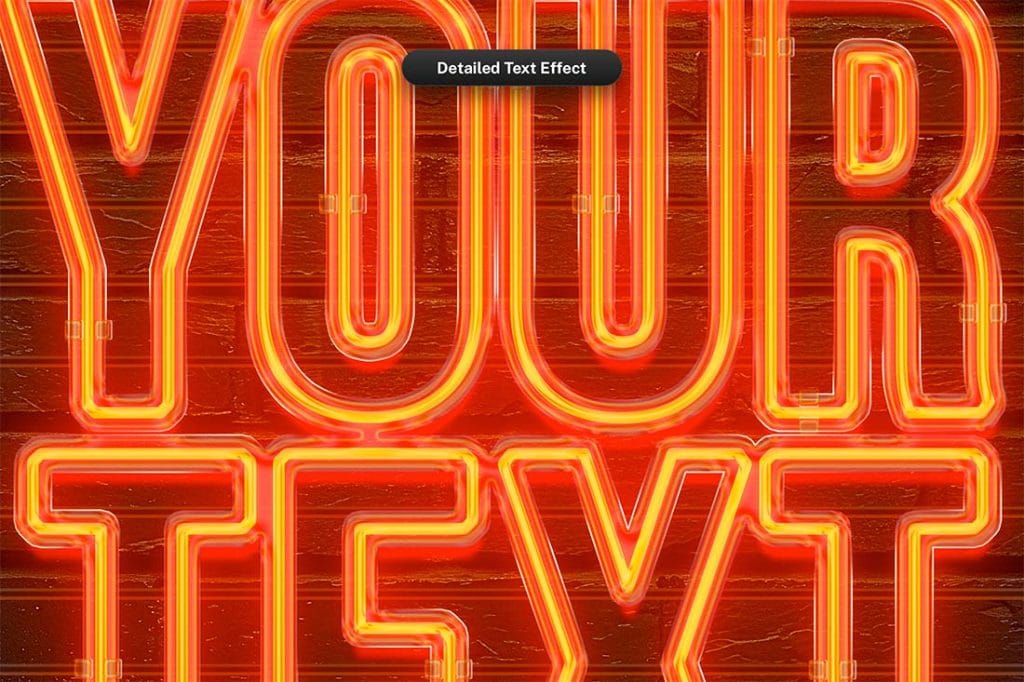 Close-up detailed view of realistic glowing neon tube 3D text effect for poster and digital design